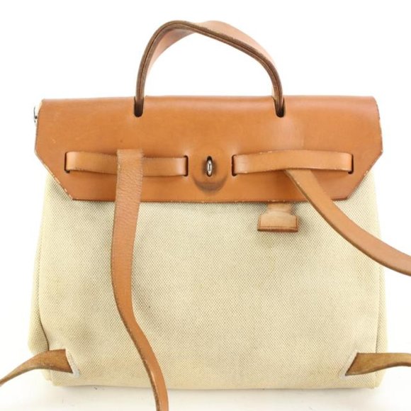 Hermès Beige x Brown Sac a Dos Herbag Backpack 2-in-1 60h429s - Picture 11 of 12